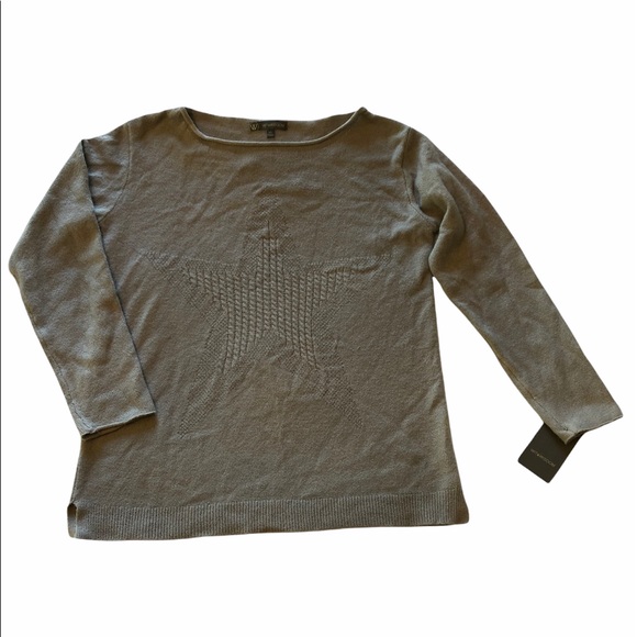 Wit & Wisdom Star Cable Knit Sweater Light Gray | XS | NWT - Picture 1 of 12